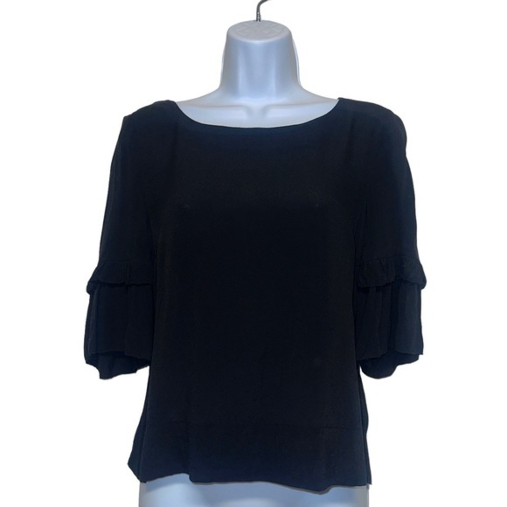 & Other Stories Black‎ Blouse Scoop Neck Ruffle Bell
Keyhole Back size 4